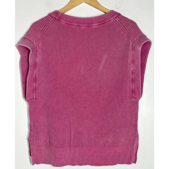 Boss Furray Knit Top Relaxed Fit Short Sleeve V-Neck Sweater Pink Large - Picture 4 of 10